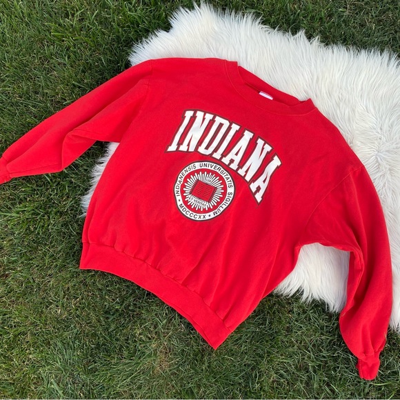 Vintage Indiana collegiate red crewneck sweatshirt USA XL EM - Picture 2 of 6